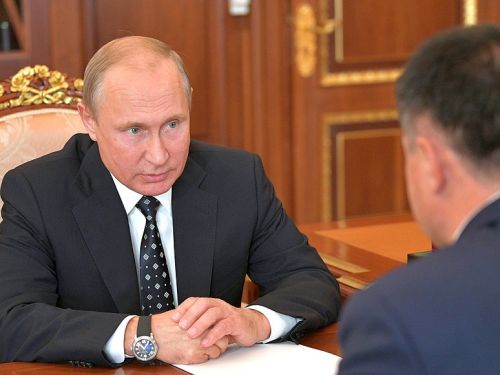 На встрече президента России Владимира Путина с временно исполняющим обязанности губернатора Приморского края Андреем Тарасенко.