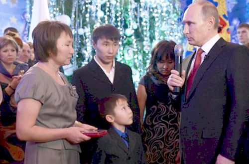 Семья Баира Банзаракцаева с Владимиром Путиным