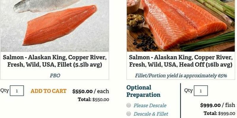 Цена свежего лосося в США