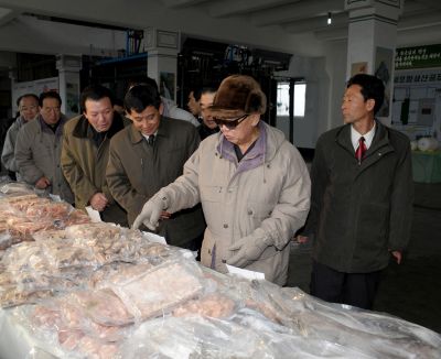 Ким Чен Ир руководит на месте делами рыбной промышленности. Январь 2010 г.