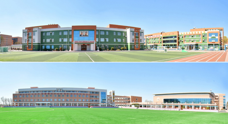 Пхеньянская начальная школа-интернат для сирот (вверху) и Пхеньянская средняя школа-интернат для сирот (внизу).