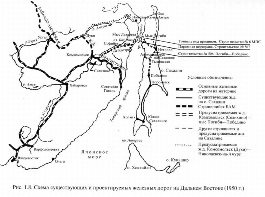 Схема существующих и проектируемых железных дорог