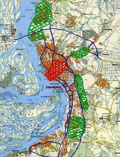 Схема расположения районов в Хабаровске. рис.